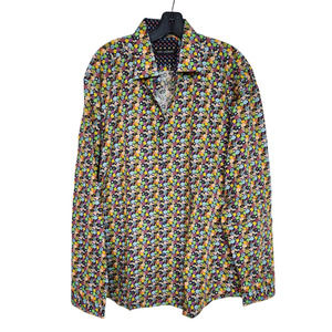 Via Uomo Floral Print Multicolor Cotton Button Down Men's Shirt XL
